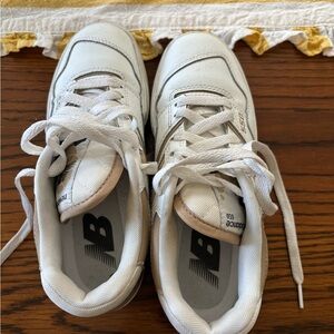 New Balance White Sneakers with Tan Accents